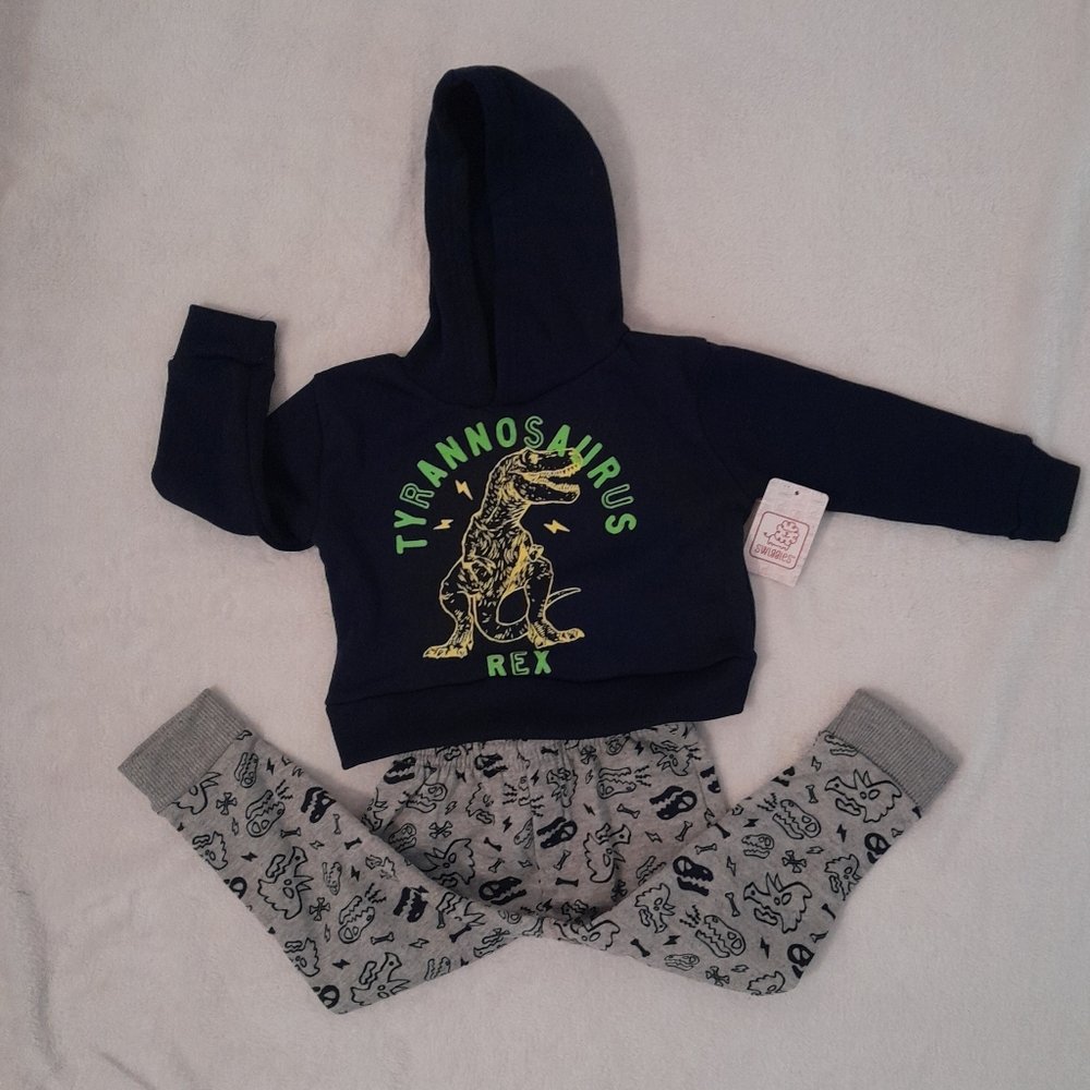 Swiggles Dinosaur SZ 2T 2 Piece Hooded Sweat Suit NWT